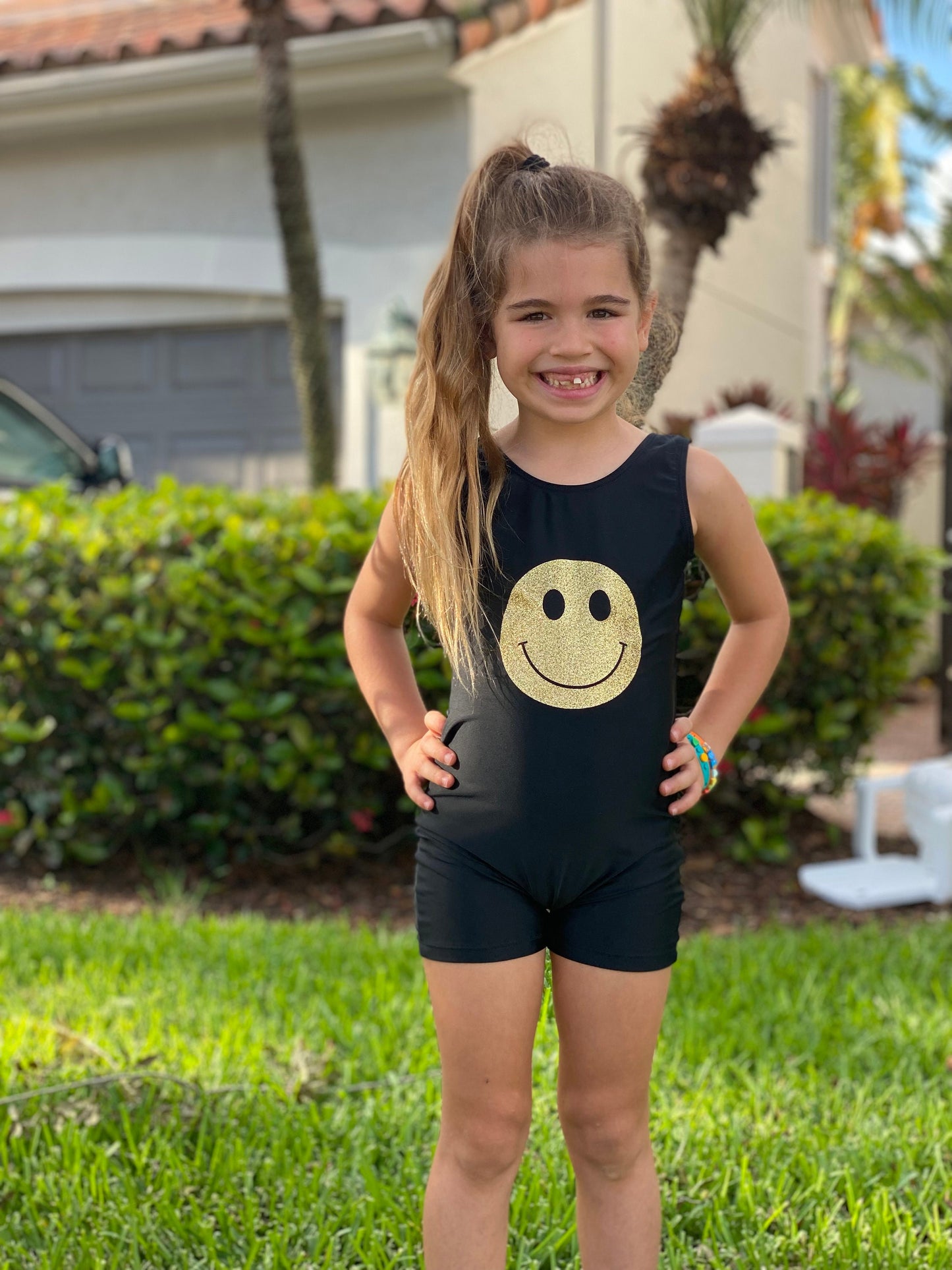Smiley Face Gymnastics Leotard